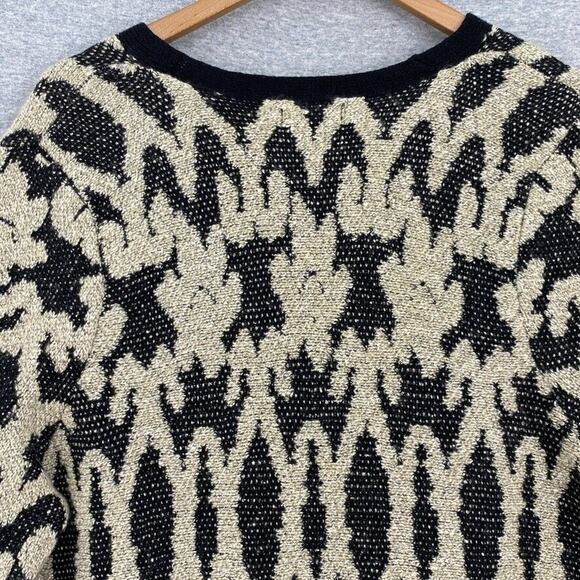 Lucky Brand Cardigan Sweater Womens 2X Plus Black Cream Aztec Knit Boho Duster - Picture 5 of 14